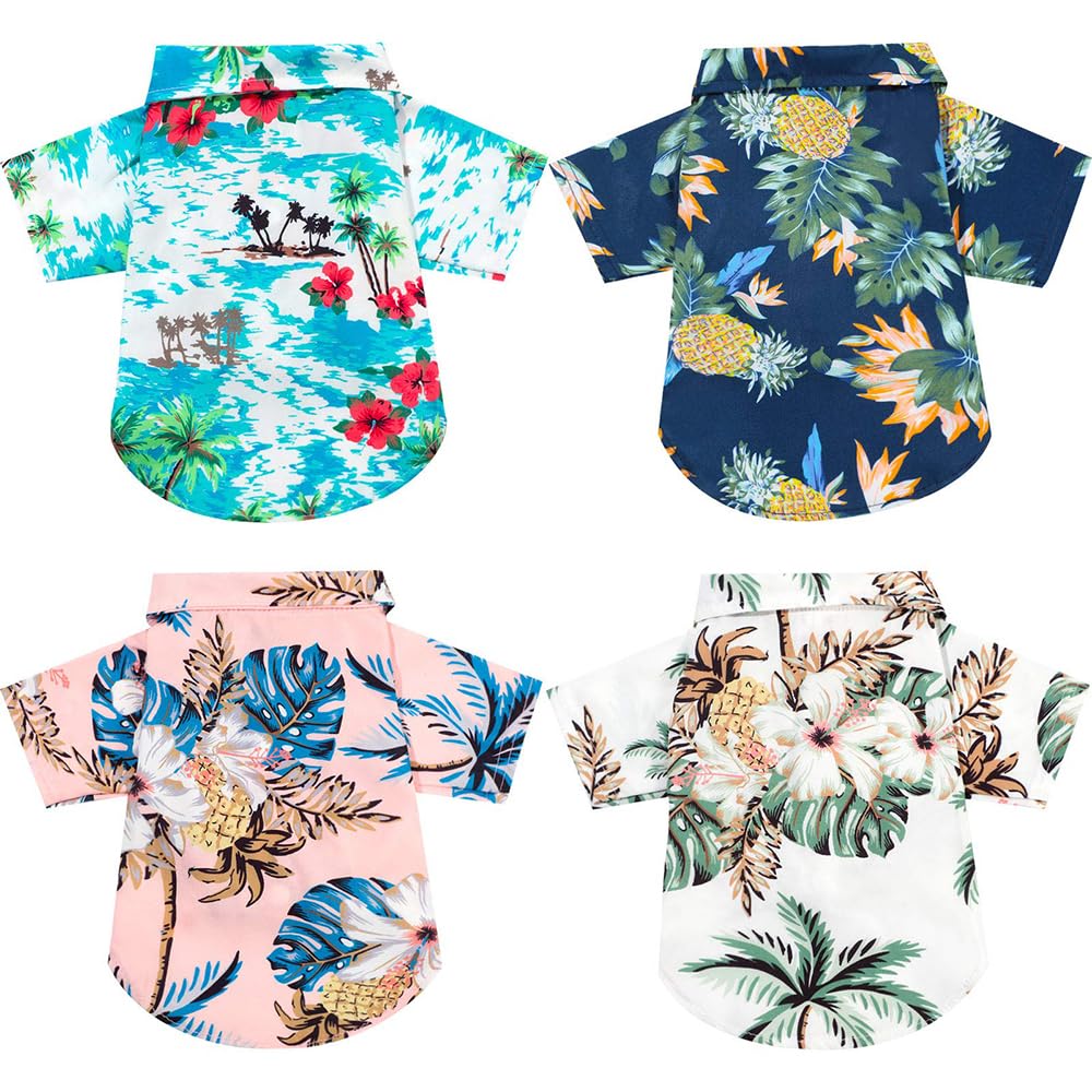 TOMVAES 4 Pieces Dog Shirt, Soft dog shirtes for Small and Medium Dogs, Cats, Lightweight, Breathable, and Comfortable with 4 Stylish Designs, Washable, Durable, and Ideal for Daily Wear