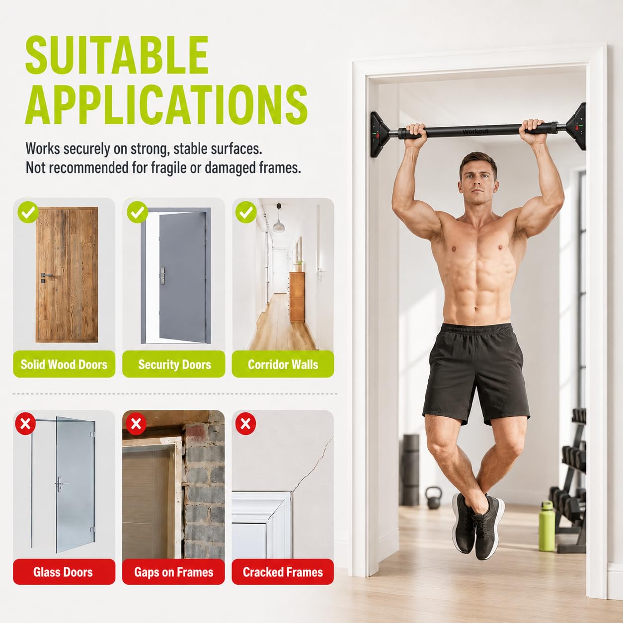 Doorway Pull Up Bar per cornici da 75 a 94 cm