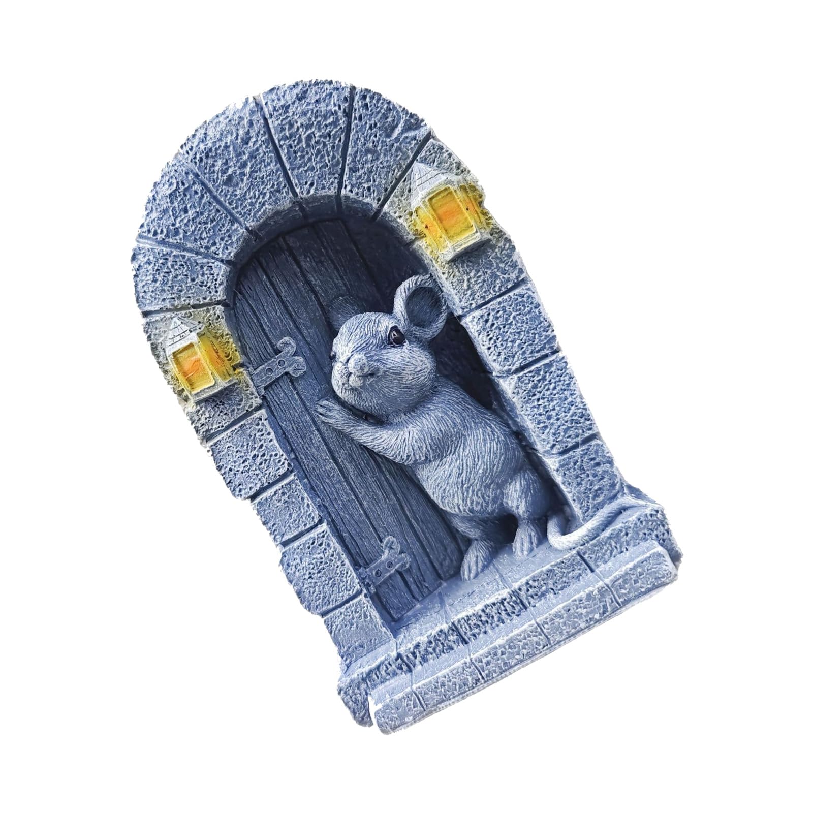 Nucelit Playful Peeking Through Door Resin Statue for Garden Home Miniature Landscape Decors Resin Door Sculpture