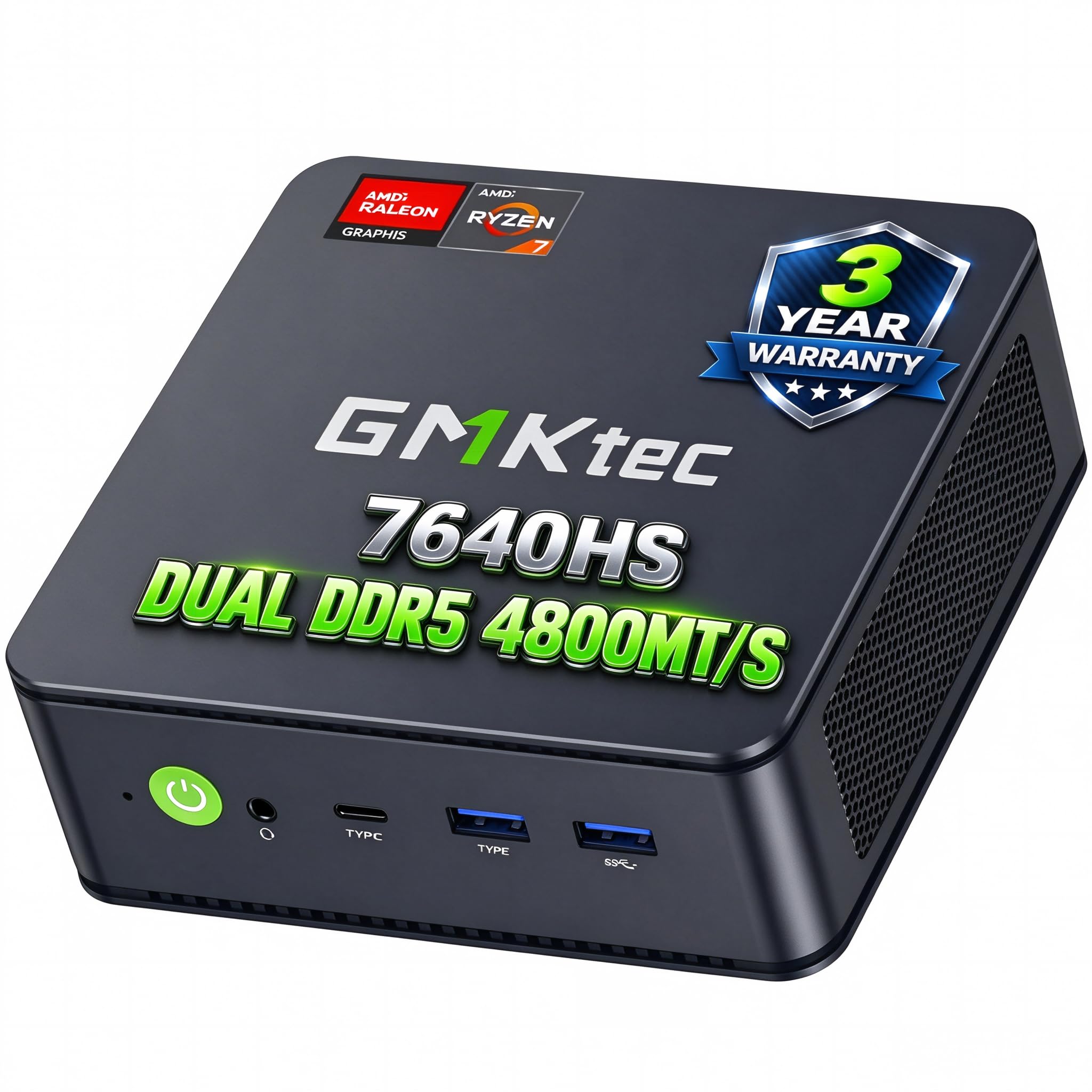 GMKtec M6 Ultra Gaming Mini PC Ryzen 5 7640HS (Aggiornato da 6600H/6800U), 32GB RAM DDR5 512GB SSD Dual NIC LAN 2,5GbE Mini Computer, Triplo Display 4K, WiFi 6, USB4, BT 5.2, DP, HDMI 2.0