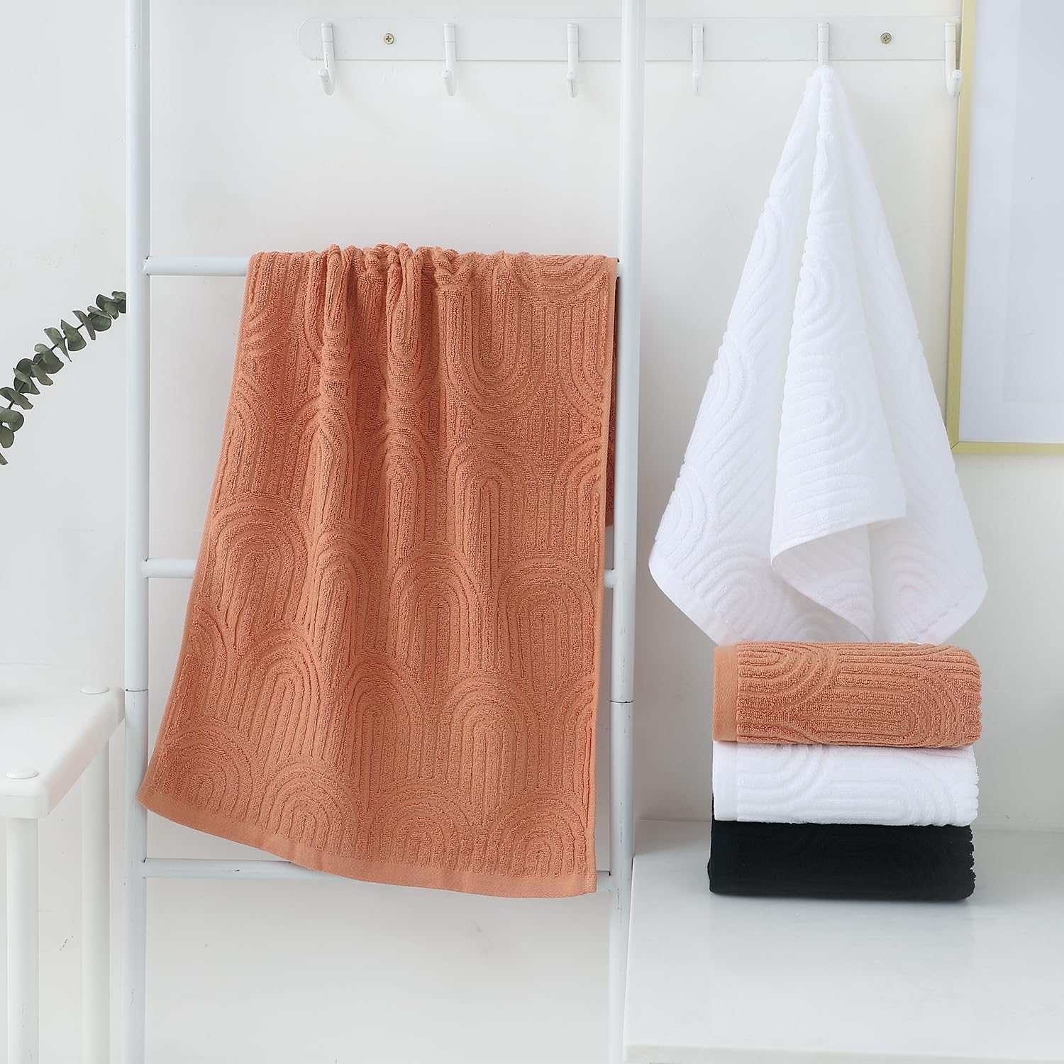 Pidada Hand Towels Set of 2 Striped Pattern 100% Cotton Absorbent Soft Decorative Towel for Bathroom (Black) - Image 6