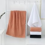 Pidada Hand Towels Set of 2 Striped Pattern 100% Cotton Absorbent Soft Decorative Towel for Bathroom (Black)