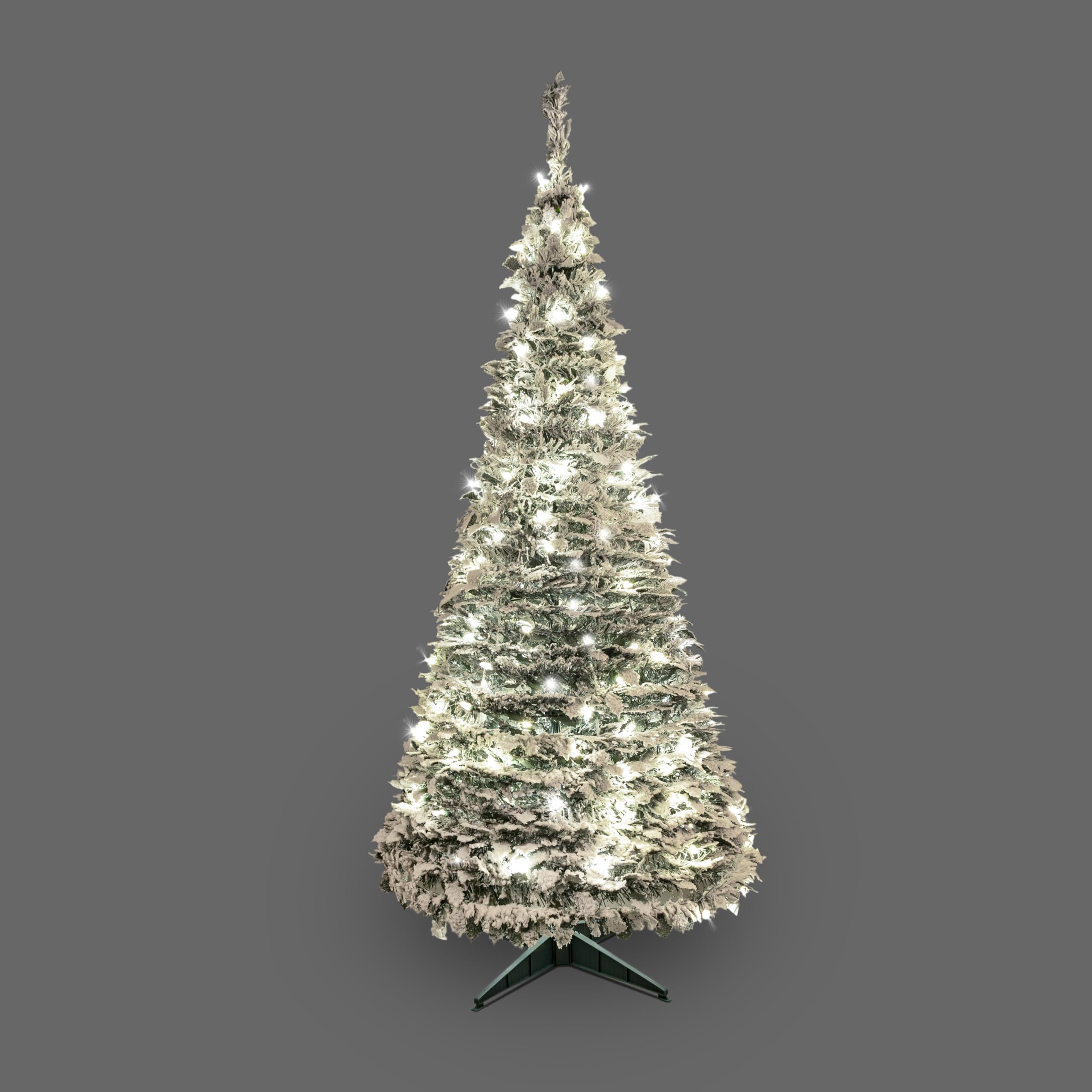 SHATCHI Beleuchteter Weihnachtsbaum für den Innenbereich, 1,2 m - 1,8 m, warmweiß, batteriebetrieben, Stechpalmenbeflockt, 1,5 m