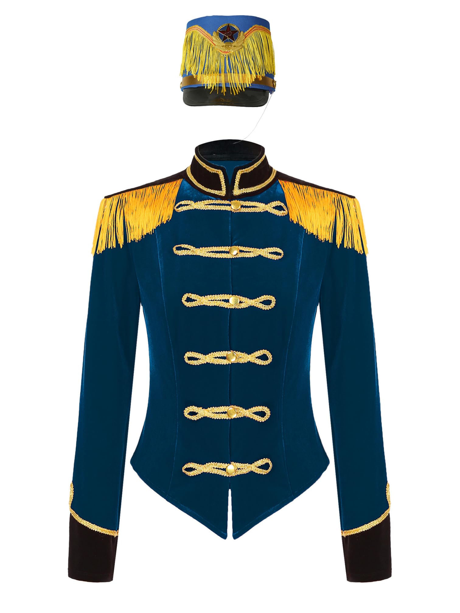 Chaqueta terciopelo de manga larga estilo ringmaster con sombrero de copa 8