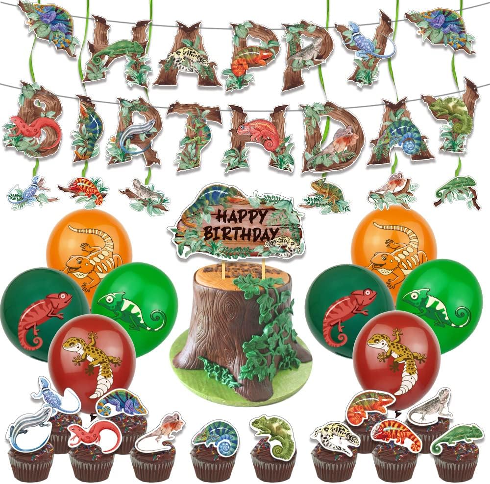 ADIANZI Reptile Lizard Birthday Party Supplies Cute Lizard