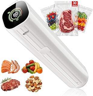 NatupoVacuumSealer Handheld Vacuum Food Sealer: 80kPa Suction, LED Pressure Display, 30 Reusable Bags, Portable & Compact