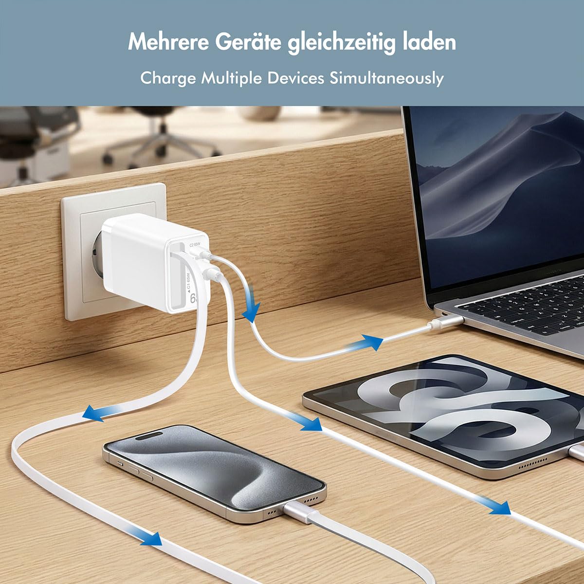 LogiLink GaN - Caricabatterie da 65 W, Quickcharge (QC), PowerDelivery (PD), sovracorrente, surriscaldamento, sovraccarico, sovratensione, sovraccarico e cortocircuito