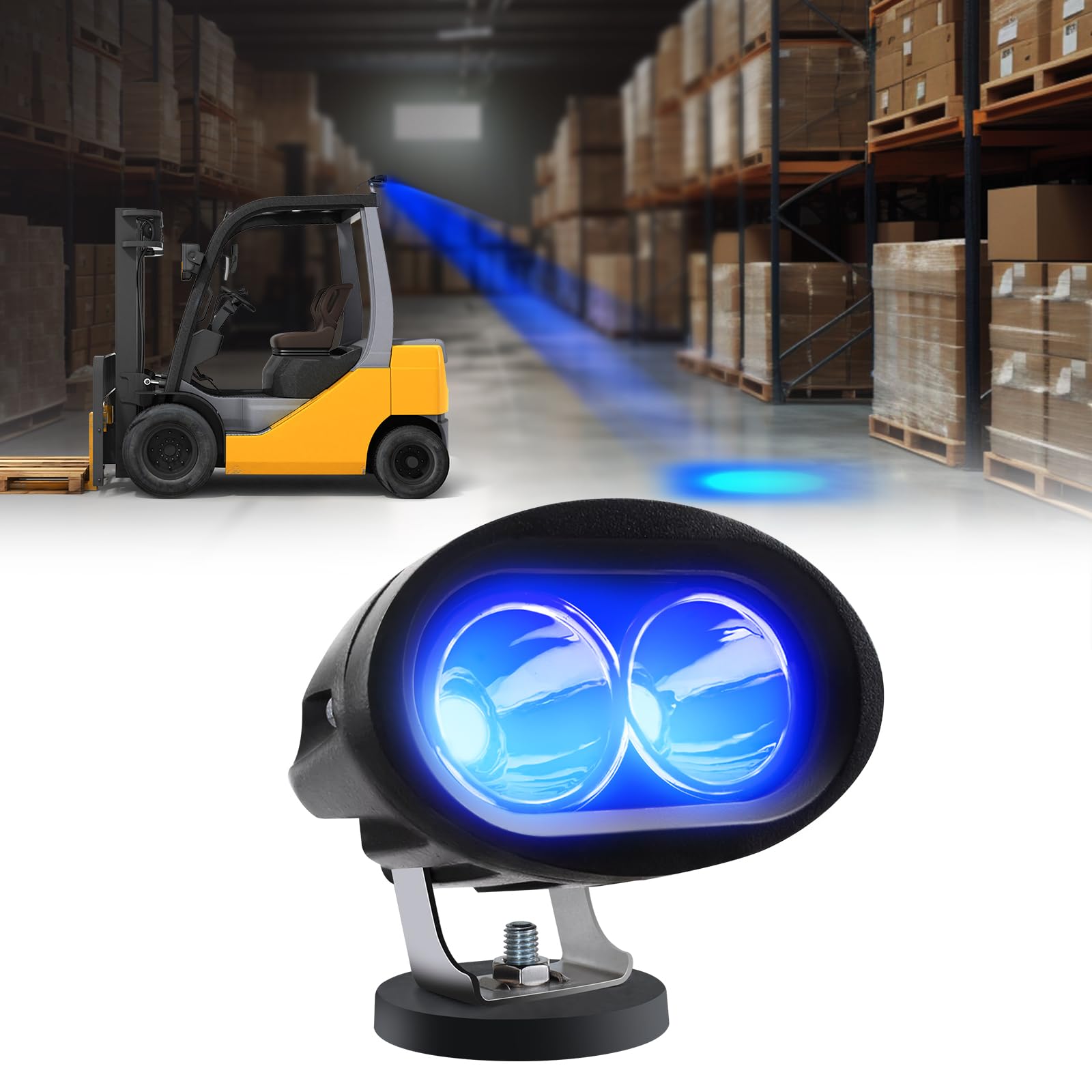 Luz LED azul de 20W para montacargas que soluciona la falta de visibilidad en almacén 8