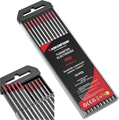 Miniatura 29 de ARCCAPTAIN Electrodo de soldadura TIG de tungsteno, paquete de 10 unidades de 1/16 x 7 pulgadas (morado, no radiactivo, EWG)