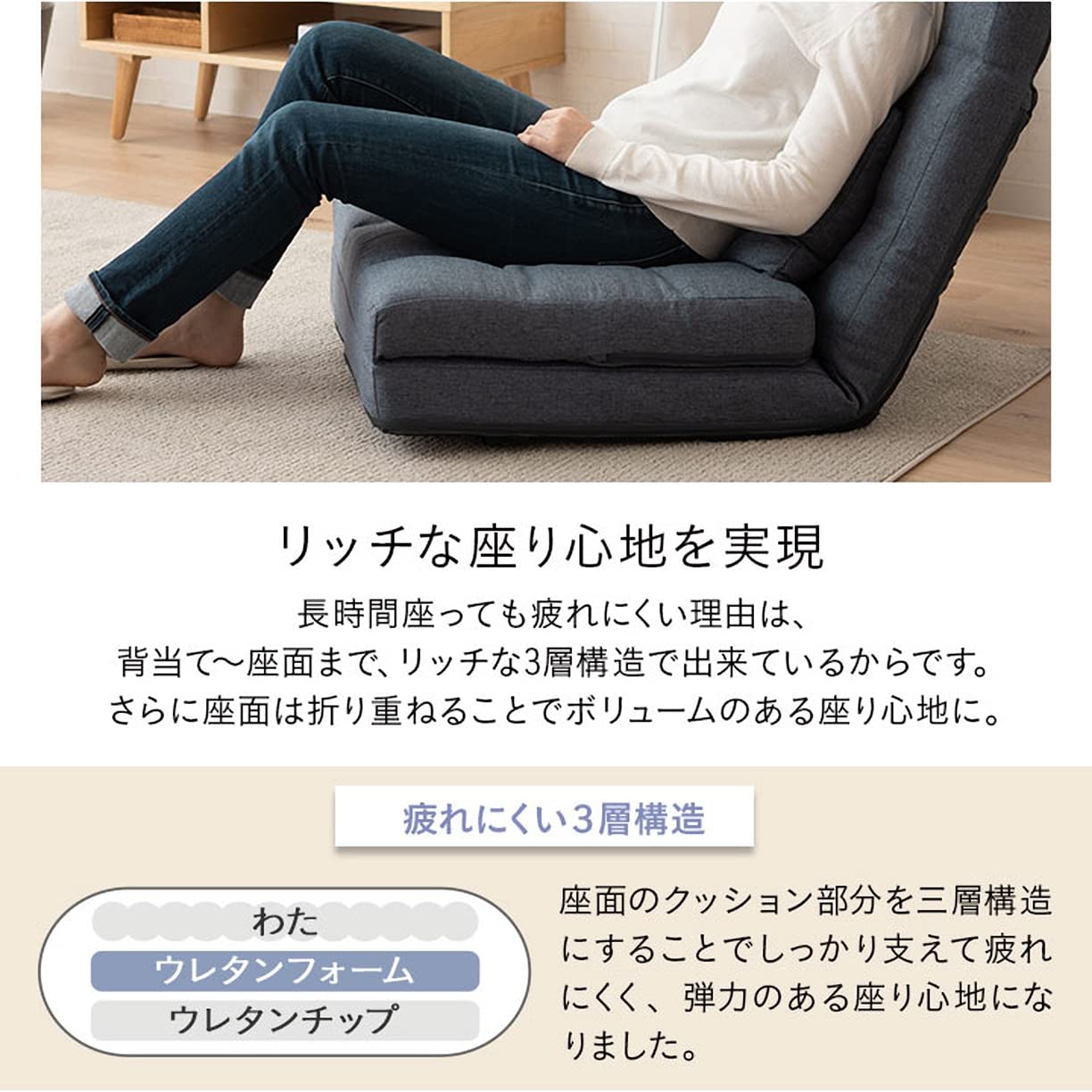 Amazon｜エムール 座椅子 シルバーグレー 3WAY 背もたれ14段階 
