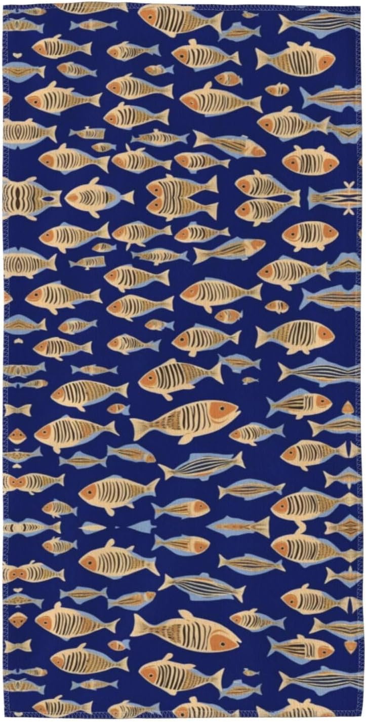 Ocean Underwater Fish Print Hand Towels for Kitchen, Decorative Bathroom Towels Decor Farmhouse Cute for Men Women Gifts