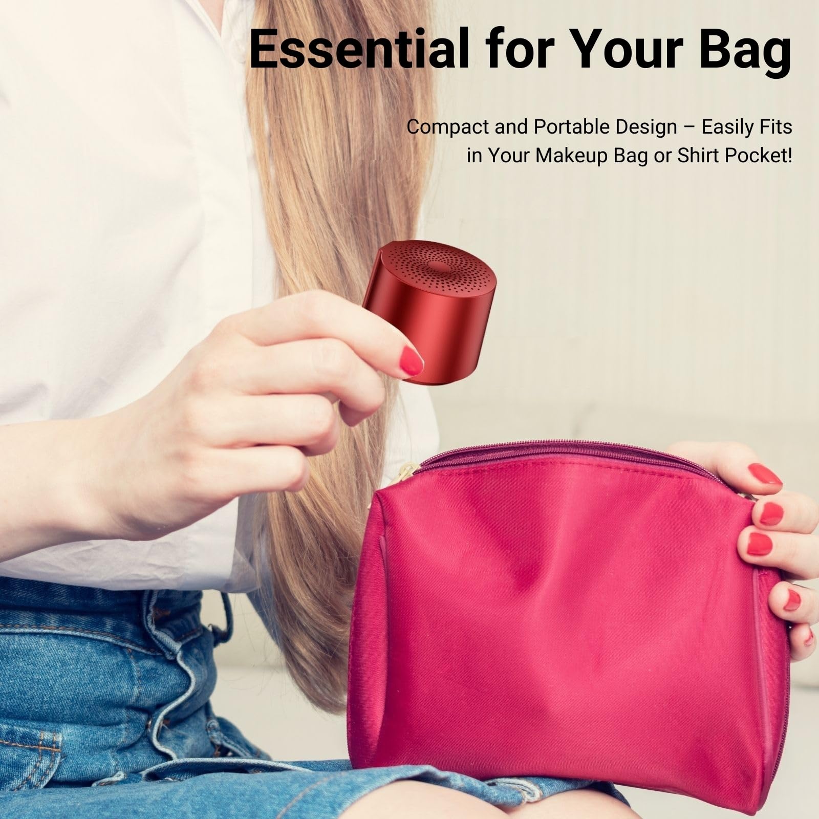 HOAIYO TWS Portable Wireless Speaker with Built in Mic and Play 2 Speakers Together (Red)