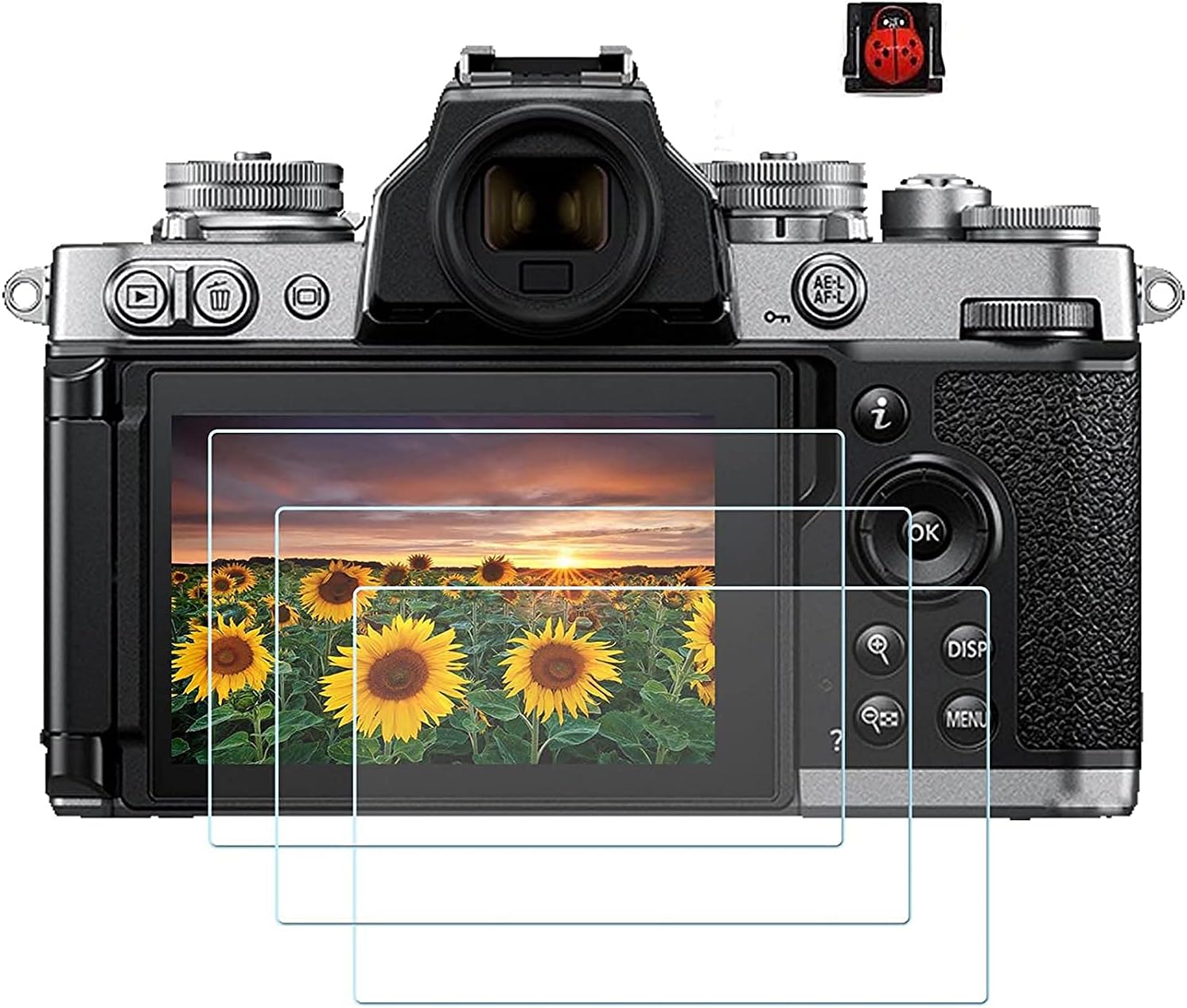 PCTC Zfc Screen Protector ZFC, Fit for Nikon Z fc DX-Format Mirrorless Camera, 3 Pack 0.3mm 9H Hardness Tempered Glass Screen, 1* Hot Shoe Cap Cover