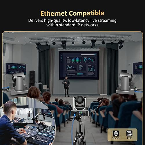 Miniatura 4 de Cámara PTZ NexiGo 20X Zoom Óptico con Salidas PoE HDMI/3G-SDI/USB/LAN de Transmisión IP, Seguimiento Automático AI para Videoconferencia