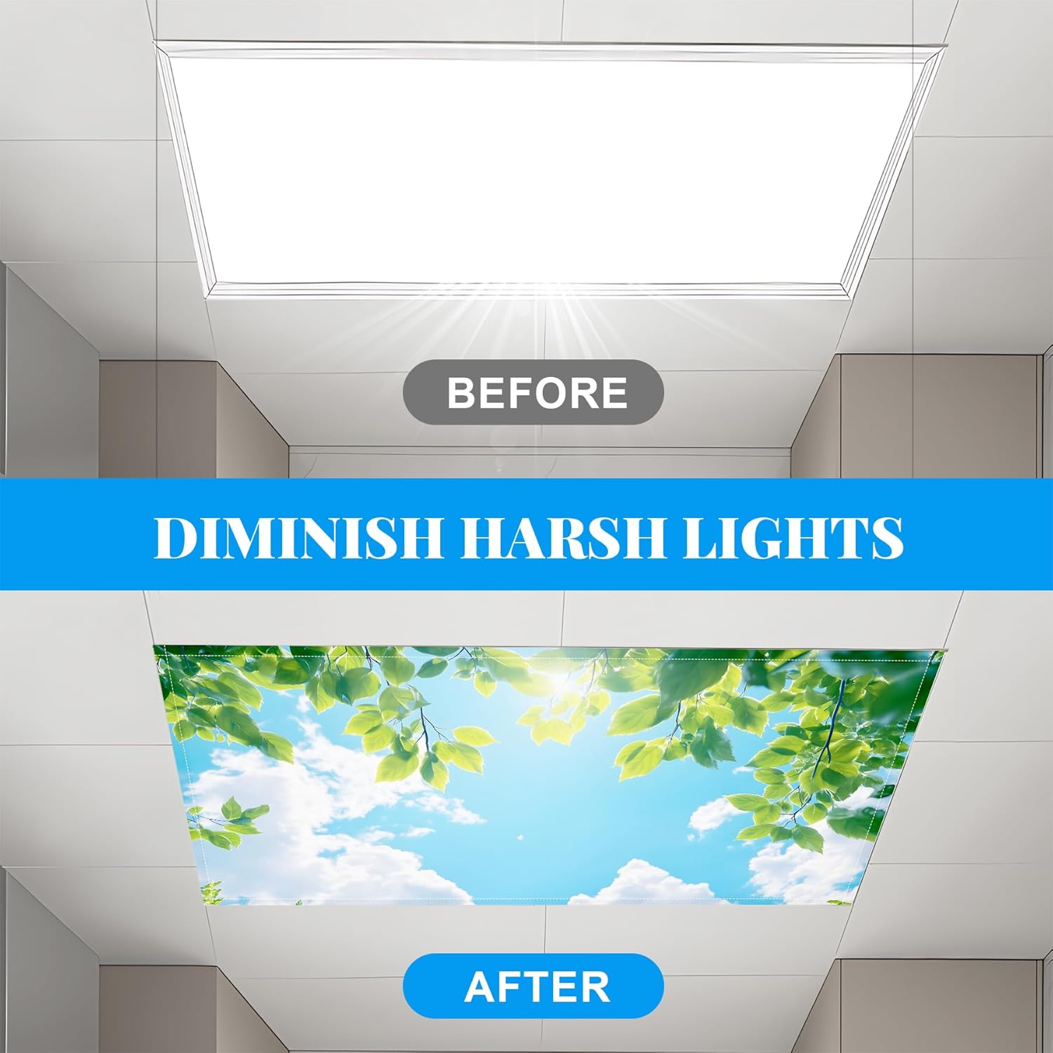 2 Pack Fluorescent Light Covers- 4" X 2" Magnetic Ceiling Light Cover Room Supplies- Ceiling Light Diffuser for Classroom, Office, Home & School - Easy Installation Light Shade