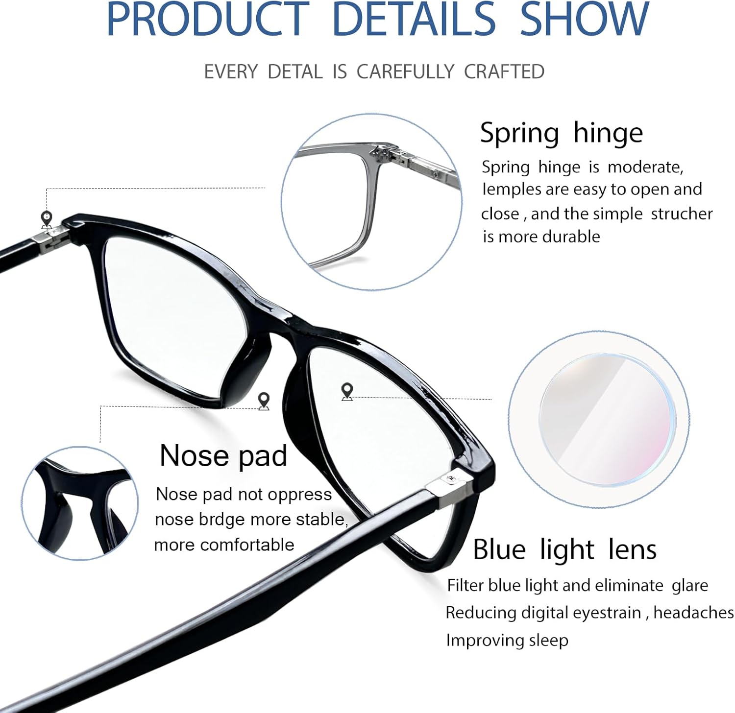 Kerecsen Blue Light Blocking Glasses for Women & Men - Anti Eyestrain Computer Glasses,UV Protection for Gaming/Reading - Image 5