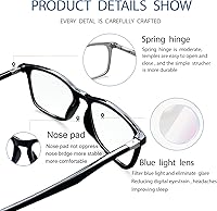 Vista 5 de Kerecsen Lentes de bloqueo de luz azul para mujeres y hombres, lentes de computadora antifatiga ocular, protección UV para juegos/lectura