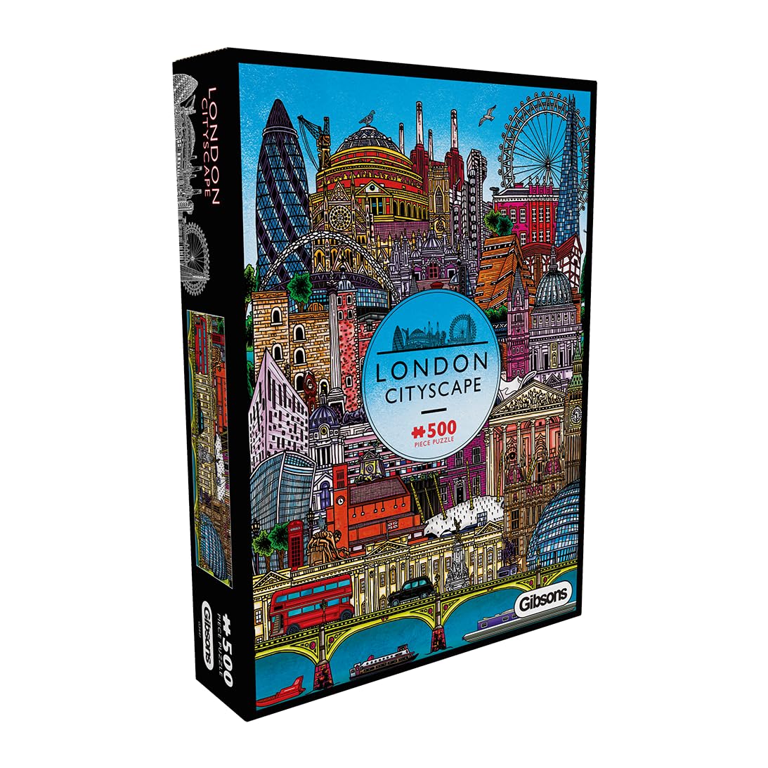 Gibsons London Cityscape Jigsaw Puzzle 500 Pieces for Adults & Teens Colourful London Landmarks Artwork Sustainable Puzzle with Thickest Premium 100% Recycled Board Great Gift Idea