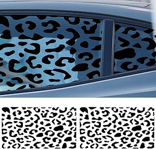 UHANBUT 2PCS Car Rear Quarter Window Leopard Cheetah Sticker Decal, Waterproof Vinyl Matte Auto Side Window Sticker with Installation Tool, Cheetah Print Car Exterior Decoration (Leopard Print)
