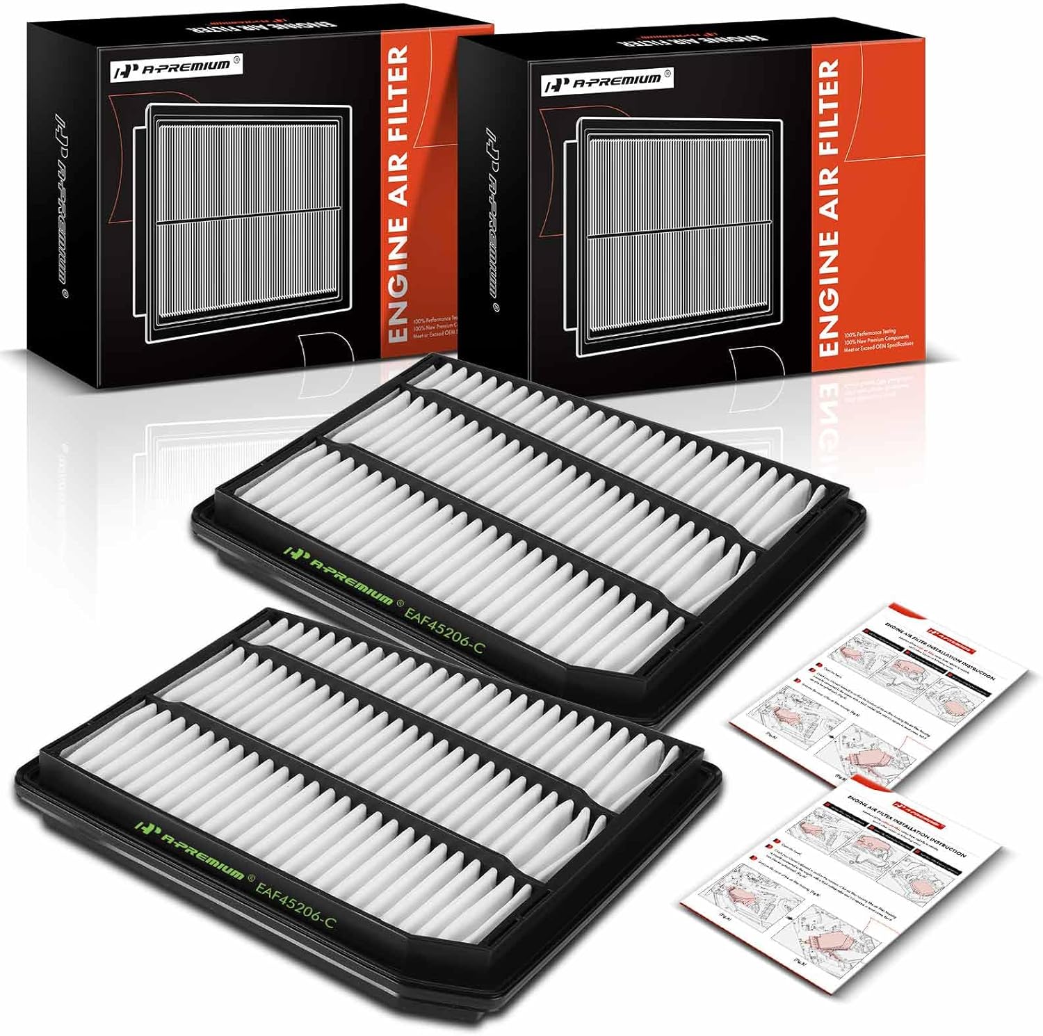 A-Premium 2-PC Engine Air Filter Compatible with Acura RL 1996-2004 3.5L, FWD, Replace# 1722005A000, 17220P5A000