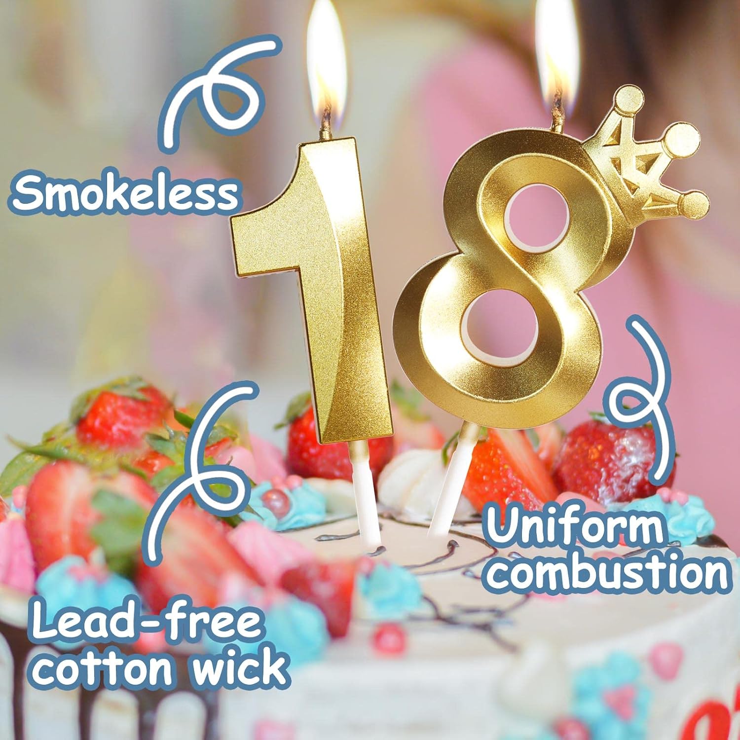 16th Birthday Candles for Cake, Number 16 Gold Candles with Crown, 3D Design Birthday Cake Topper for Boy Girl Women Men Pet Birthday Party Wedding Anniversary Celebration Decorations Supplies image 3