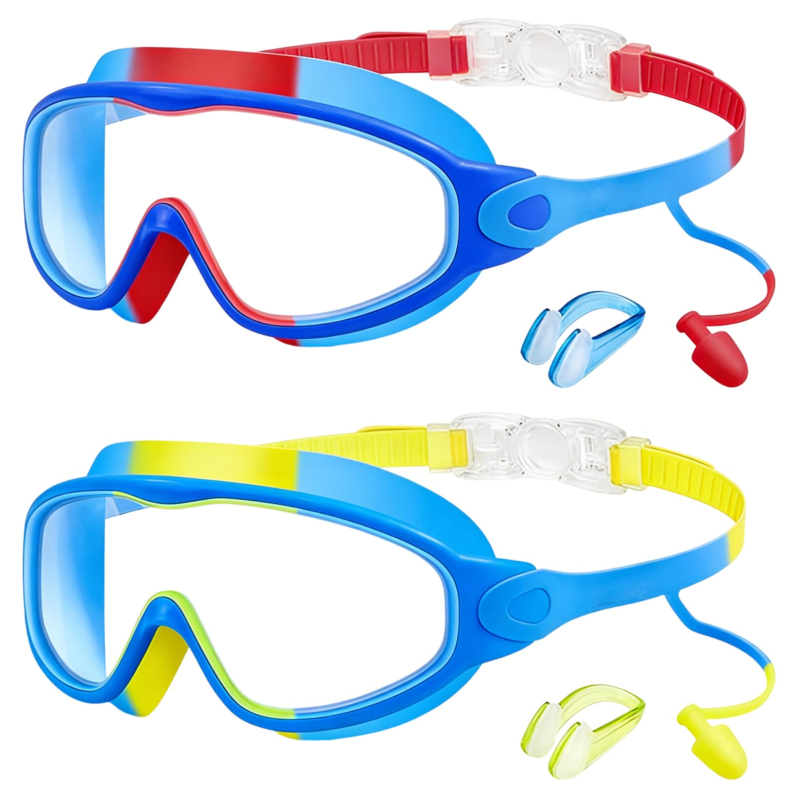 JSTHHTT 2 piezas gafas natación para niños, gafas de natación para niños, anti-UV, a prueba de fugas y antivaho y visión panorámica, sello de silicona, gafas de natación de 3 a 15 años