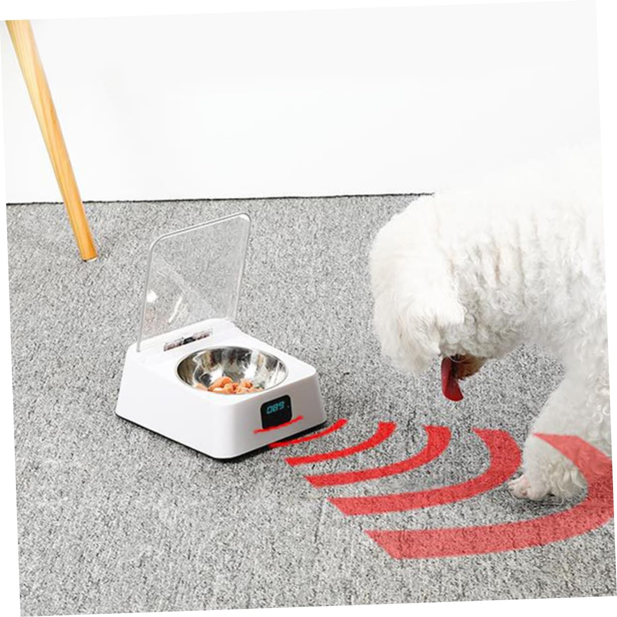 Toyvian Dispensador de Comida Automático para Mascotas con Inducción por Infrarrojos Cuenco Inteligente con Apertura Automática Capacidad Grande y Base Antideslizante para Gatos y Perros