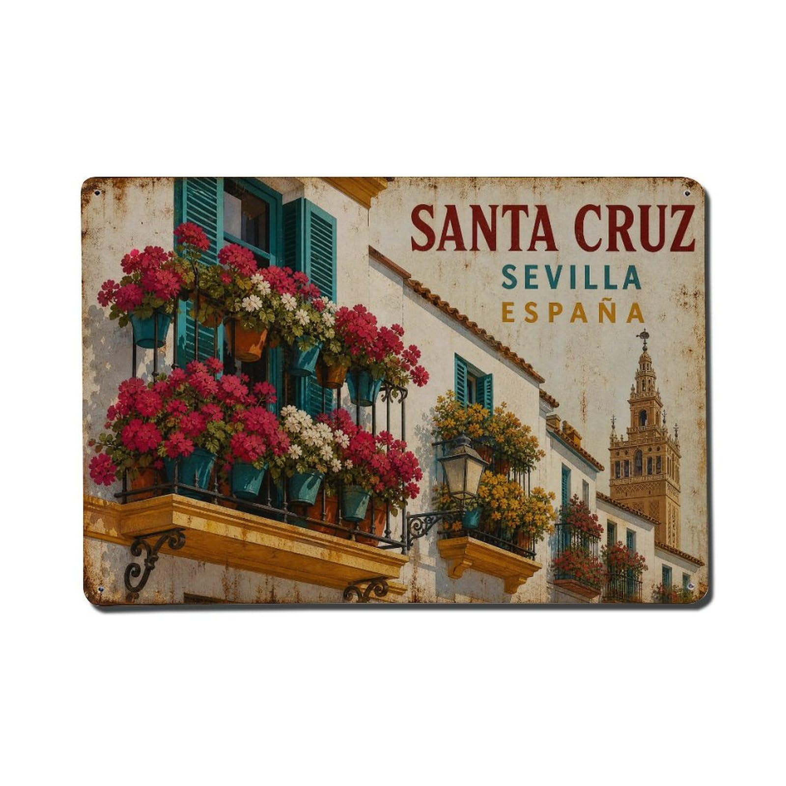 Metal Tin Sign Spain Seville Vintage Travel