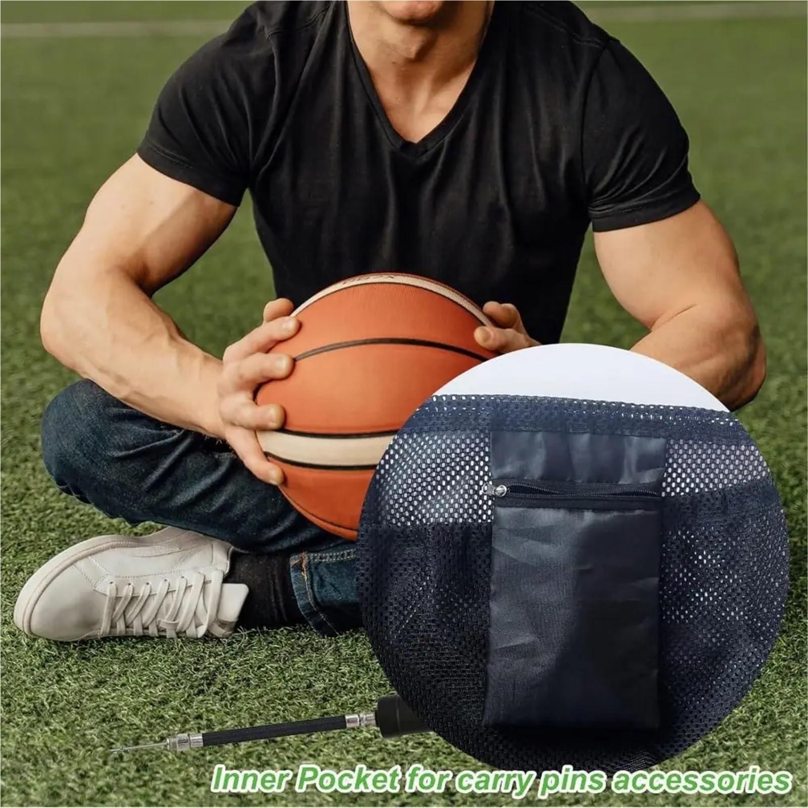 Bolsa De Baloncesto Mochila de Baloncesto portátil, Bolsa Transporte Malla for Deportes al Aire Libre, fútbol, ​​Voleibol, Viajes, Gimnasio, Yoga, una Sola Bola