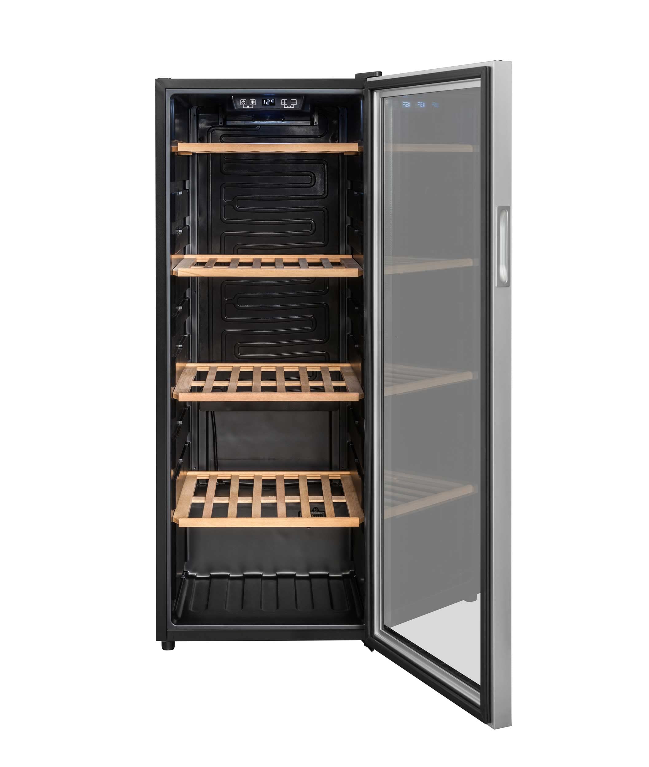Climadiff- Weinkühlschrank CS105B1, 105 Flaschen, Temperier-Servier-Weinschrank, Glastür aus UV-undurchlässigem Glas, Temperaturbereich von 5°C bis 20°C, freistehend
