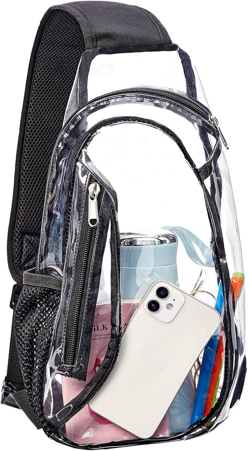 Clear Sling Bag, Stadium Approved PVC Crossbody Backpack, Clear Casual Chest Daypack for Hiking, Stadium or Concerts - Image 9