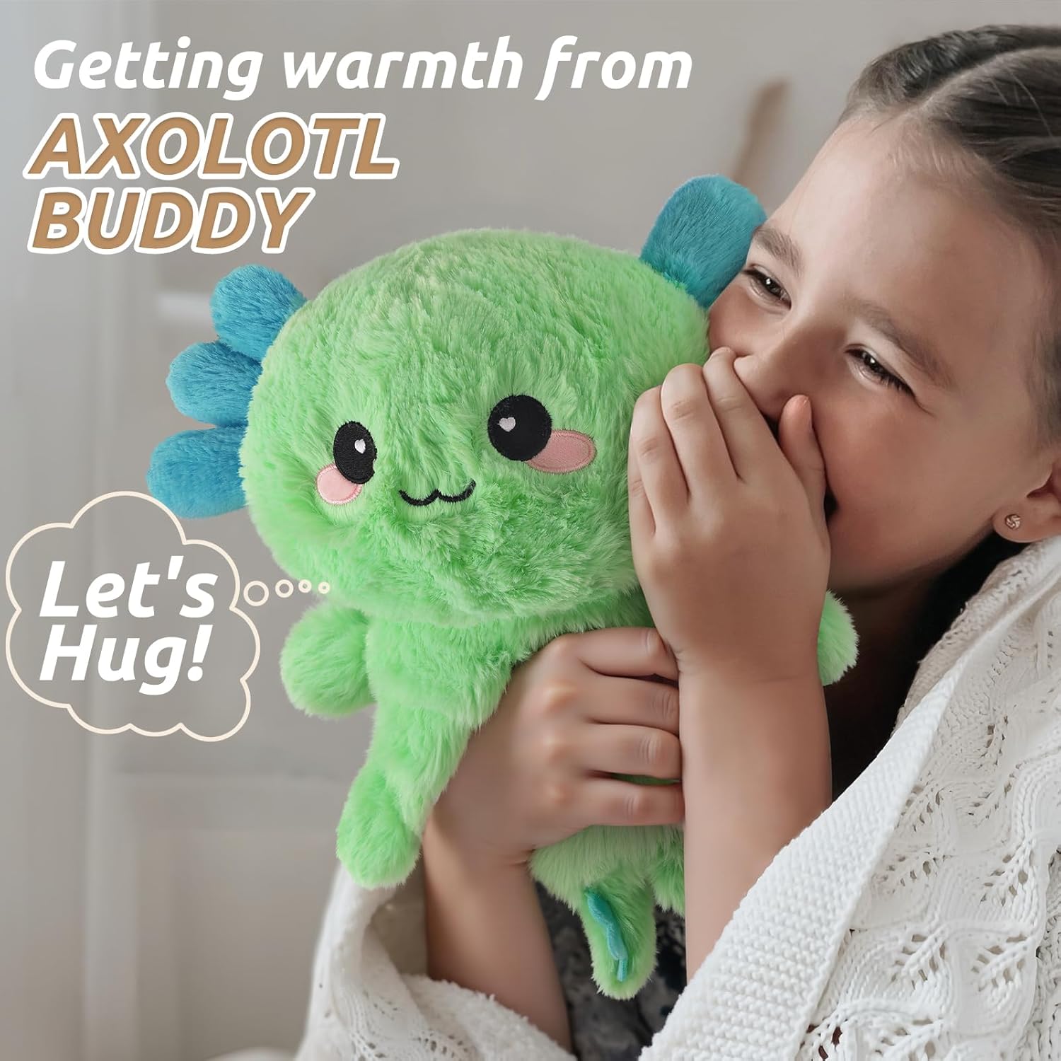 Cuckool Mint Axolotl Stuffed Animals, Microwavable Stuffed Animals Heating Pad for Cramps, Pain Stress Relief, Heatable & Coolable Lavender Scented Plush Toys for Anxiety, Women & Kids Bedtime - Image 2