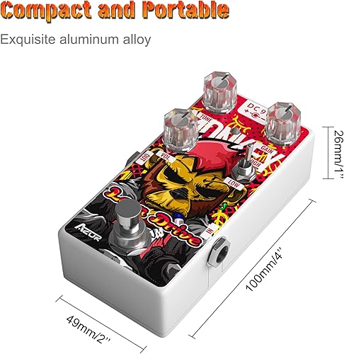 Miniatura 3 de AZOR Leon Dirve Pedal de efecto de guitarra Monkey Overdrive Tube Amp Pedal para guitarra eléctrica Bajo True Bypass AP503