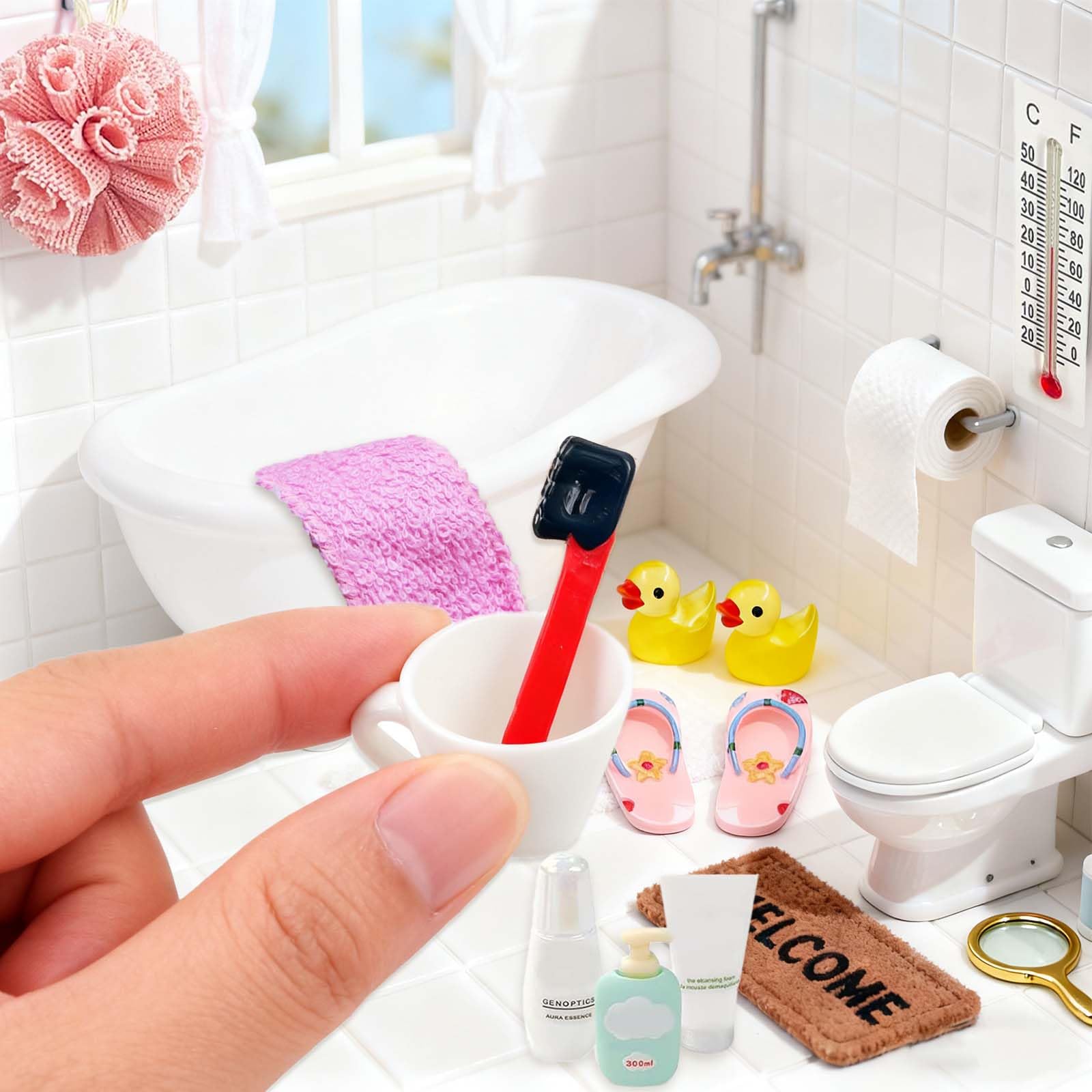 Set di accessori da bagno per case di bambole e miniature