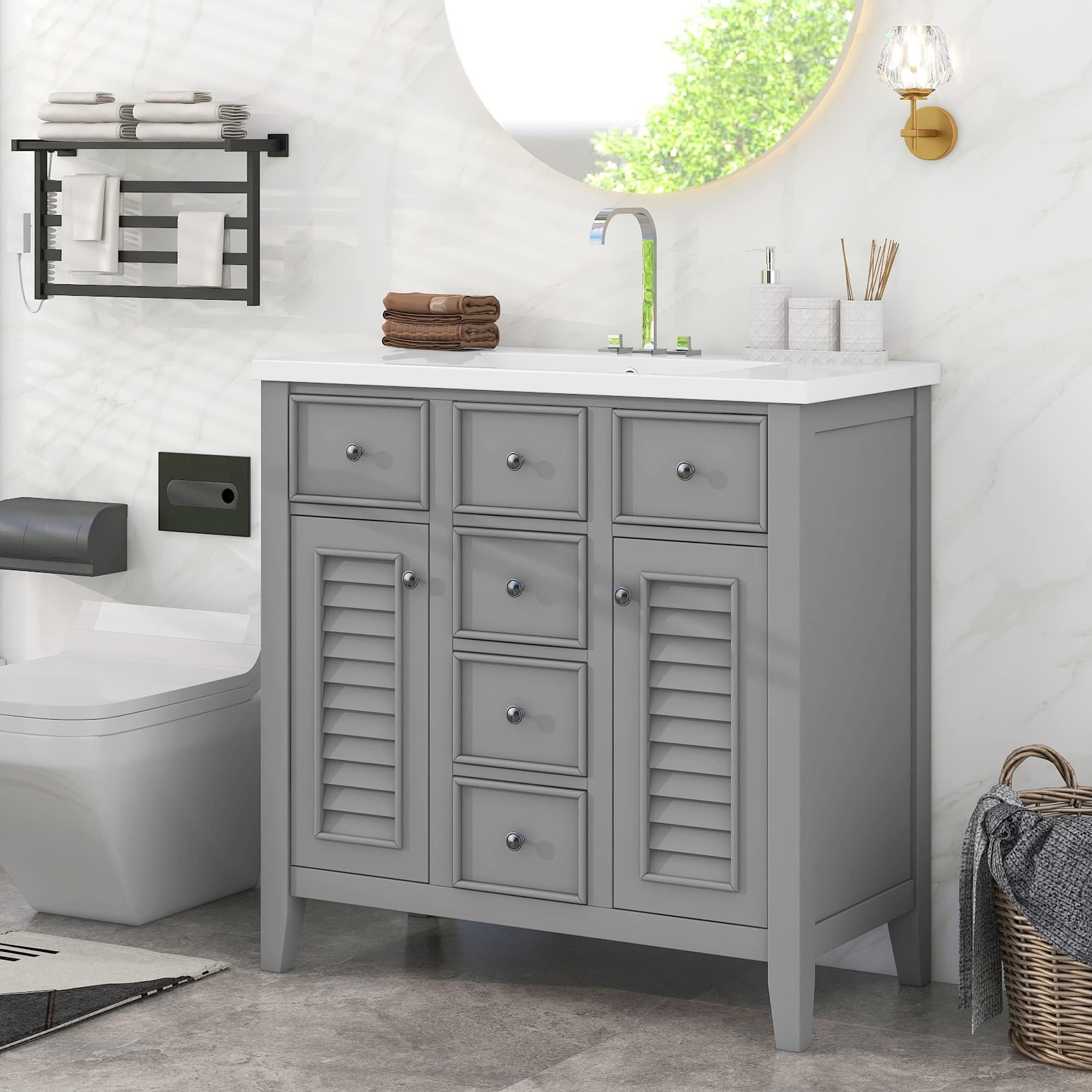 Amazon.com: 36" Bathroom Vanity with Sink, Modern Bathroom Sink Cabinet ...