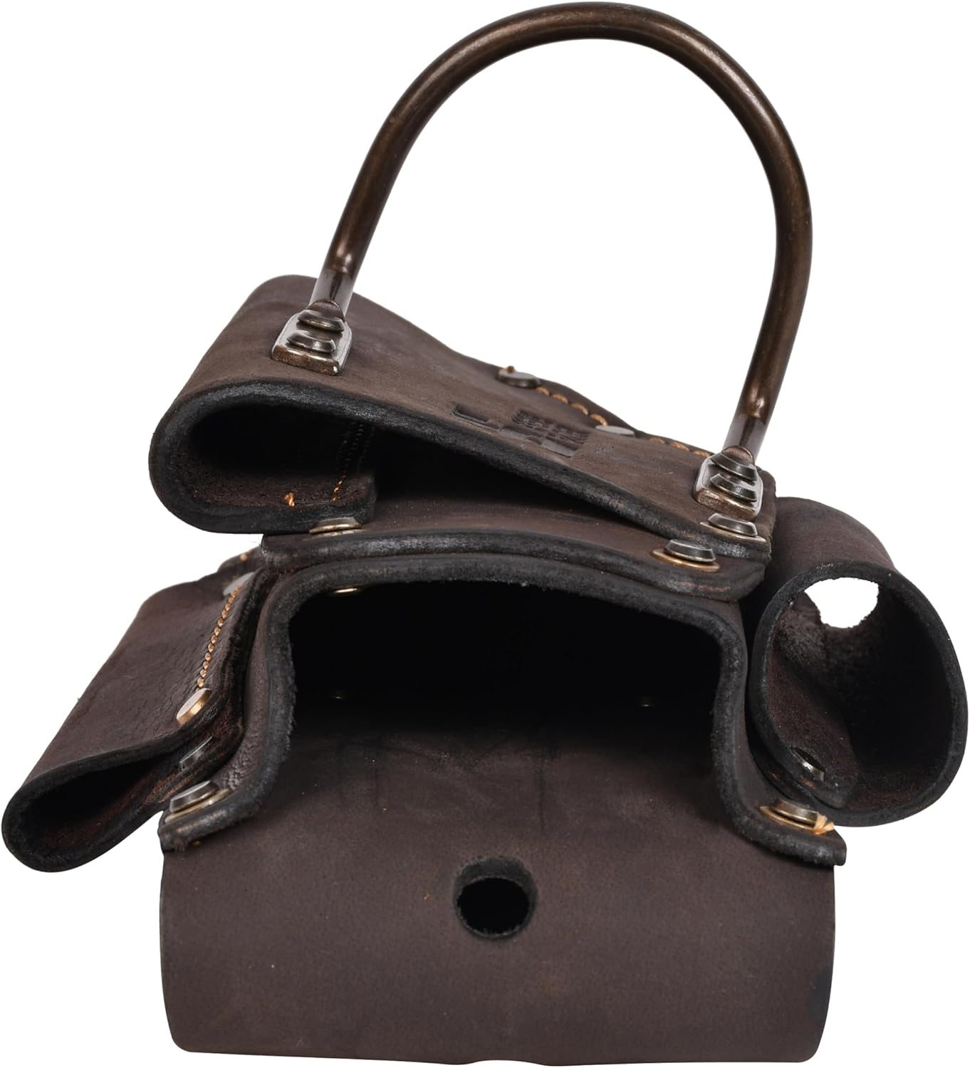 Supreme Leather Small Leather Tool Pouch – 5-in-1 Heavy Top Grain Leather Pouch with Steel Hammer Loop & 4 Pockets | Handcrafted, Durable & Fits Belts Up to 3"