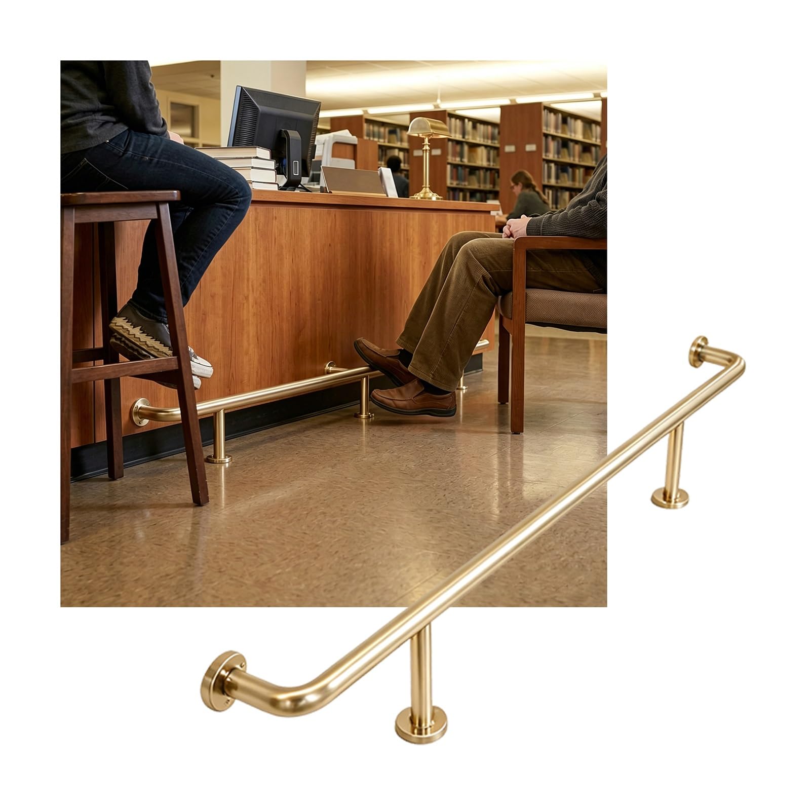 Kit de rails de pieds de barre en acier inoxydable support repose-pieds de comptoir 1,3m