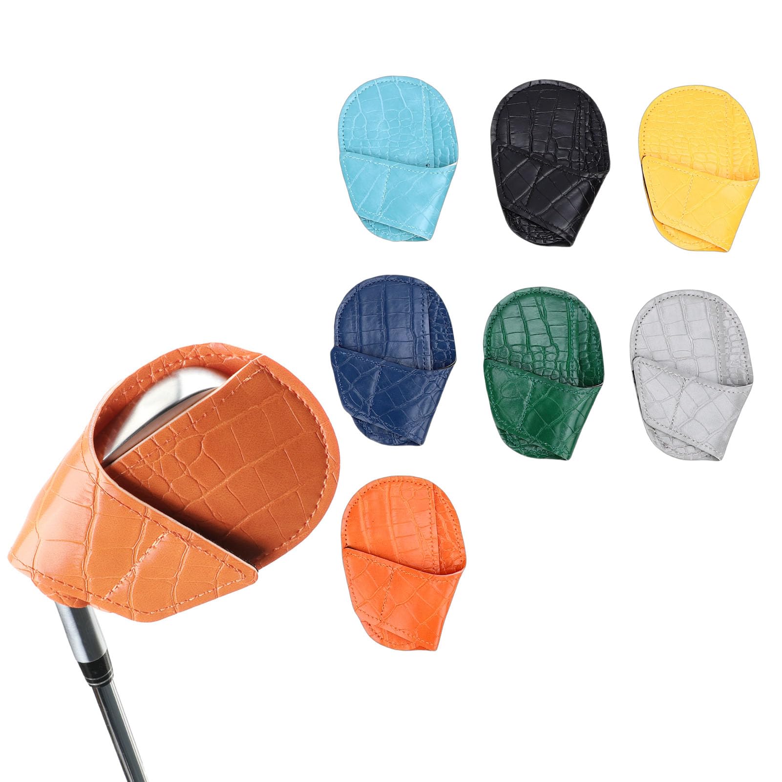7-teiliges Set mit Magnetischen Schlägerkopfhüllen aus Eisen, Schutzhüllen aus PU-Leder mit Kratzfestigkeit und Belüftungsdesign für Golfschläger