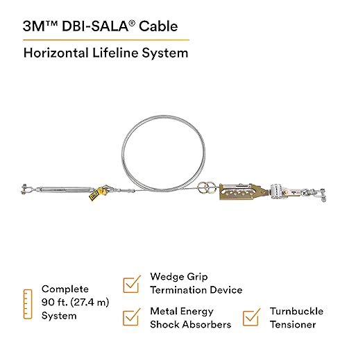 Miniatura 2 de 3M DBI-SALA Sayfline 7602090 Sistema de línea de vida horizontal, cable de 90 pies con terminación Wedgegrip, tensor de tensor, absorbente de