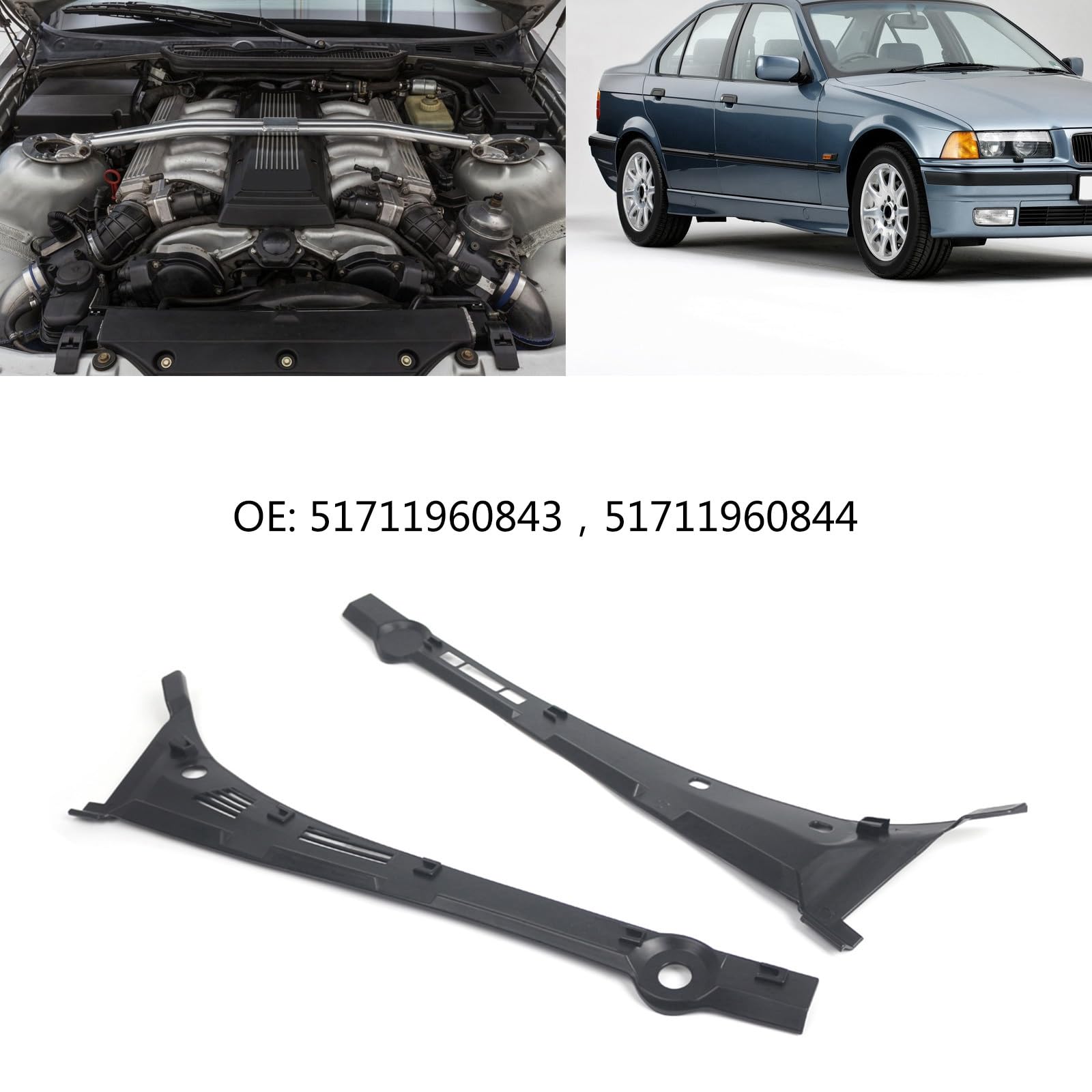 Cubiertas de parabrisas para E36 90-00 51711960843 51711960844 delantero izquierdo y derecho, cubiertas de motor para limpiaparabrisas