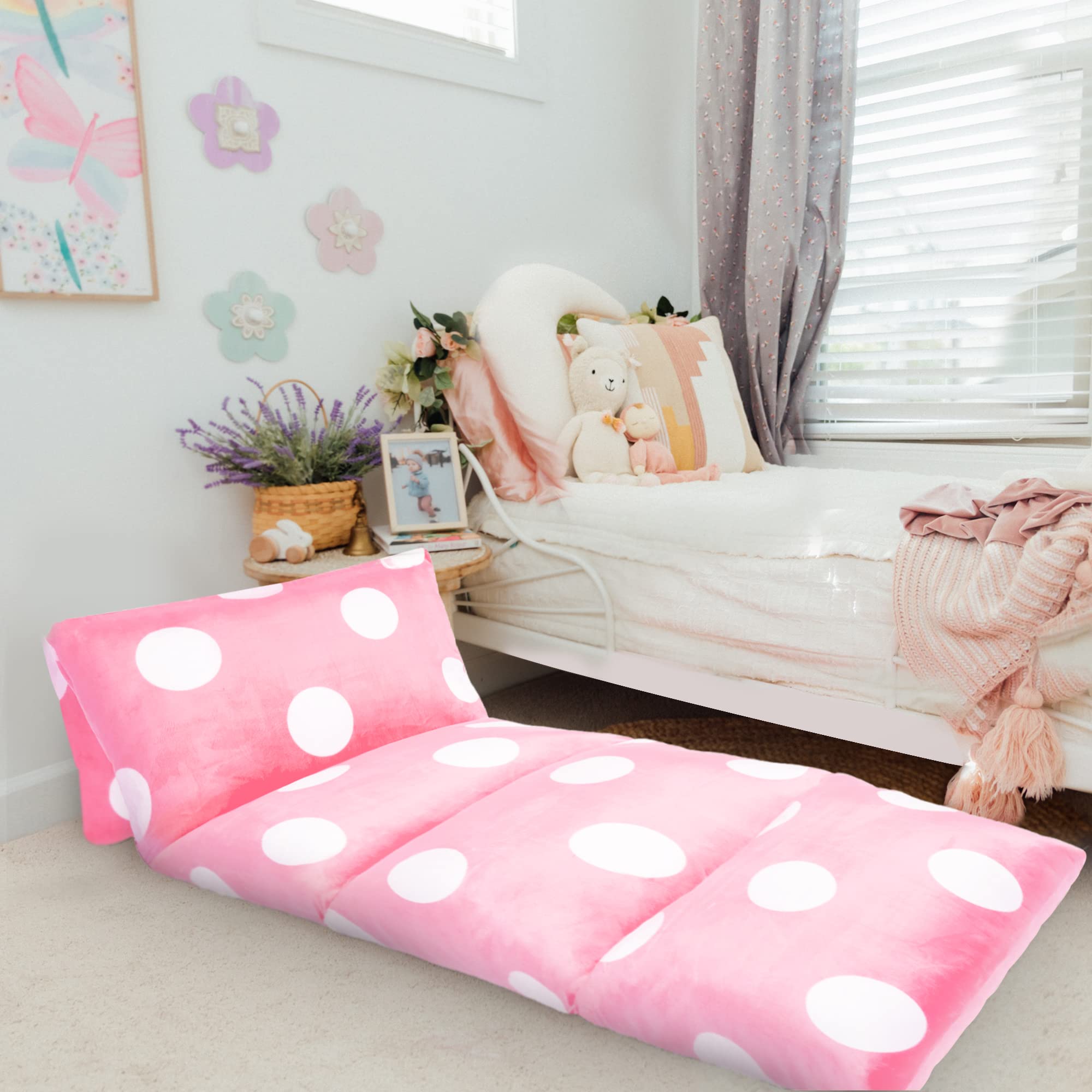 Queen Size , Light Pink : GIRL'S FLOOR LOUNGER SEATS COVER AND PILLOW COVER MADE OF SUPER SOFT, LUXURIOUS PREMIUM PLUSH FABRIC - PERFECT READING AND WATCHING TV CUSHION - GREAT FOR SLEEPOVERS AND SLUMBER PARTIES