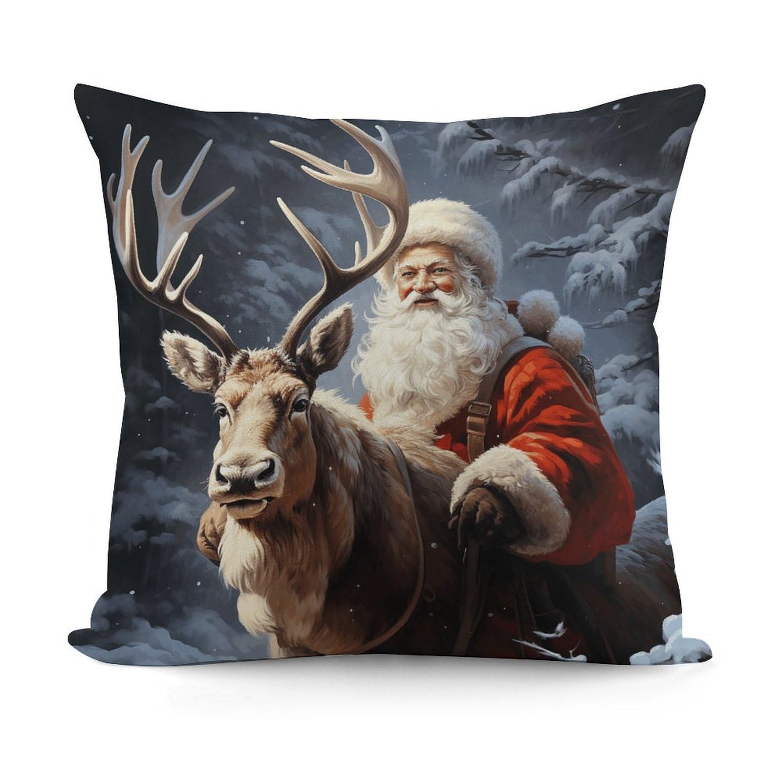 VstaDank Decorative Santa Claus and Deer Elk Throw Pillow Covers Luxury Soft Pillowcases Fluffy Plush Accent Pillow Cases Personalized Square Lumbar Pillows Shells for All Seasons 18" X 18"
