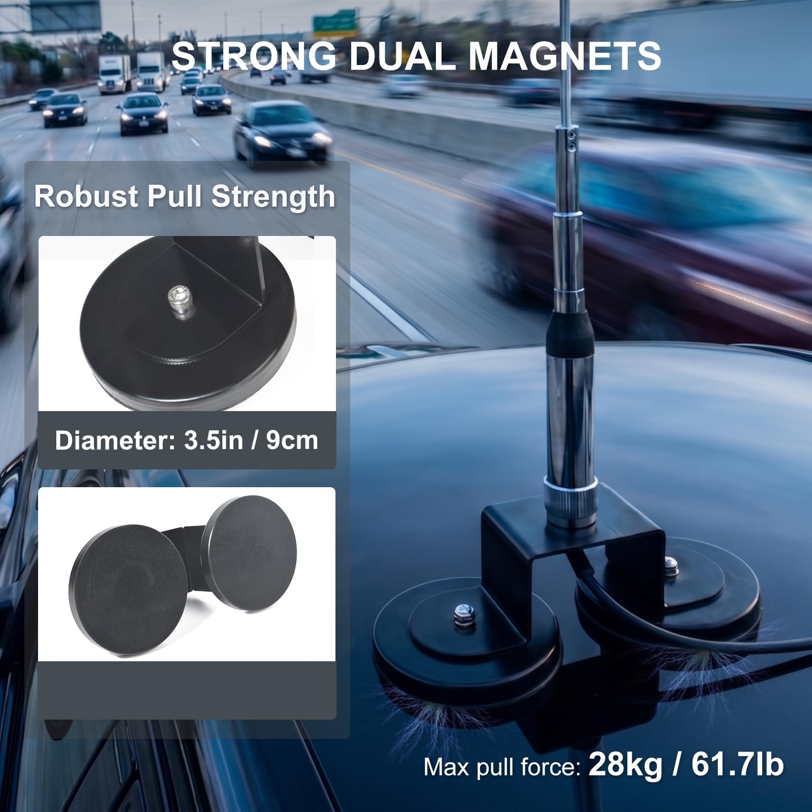 Support de Montage Magnétique 16mm (5/8in) avec SO239 pour Antennes