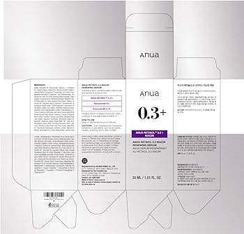 Amazon.com: Anua 視黃醇精華液抗衰老、紋理肌膚| 0.3% 視黃醇、5% 煙
