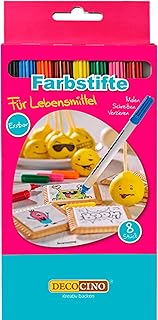 DECOCINO Lebensmittel Farbstifte – 8er Set – essbare Filzstifte mit Lebensmittelfarbe, ideal zum Verzieren von Kuchen, Tor...