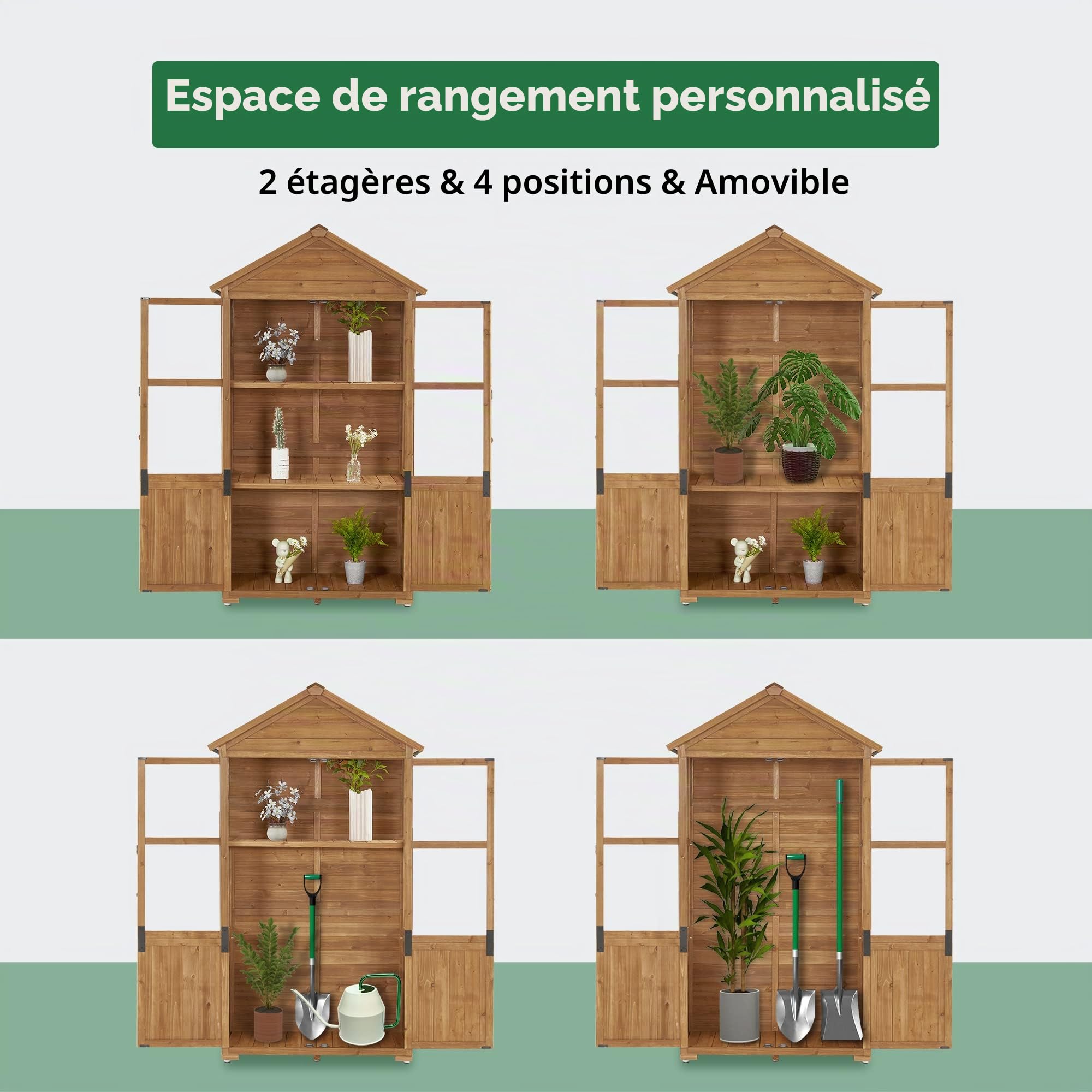 M MCombo Petite Armoire de Jardin en Bois Abri de Jardin extérieur Abri à Outils Serre résistante aux intempéries pour Balcon et terrasse 100 × 53 × 178 cm 0111 (Naturel)