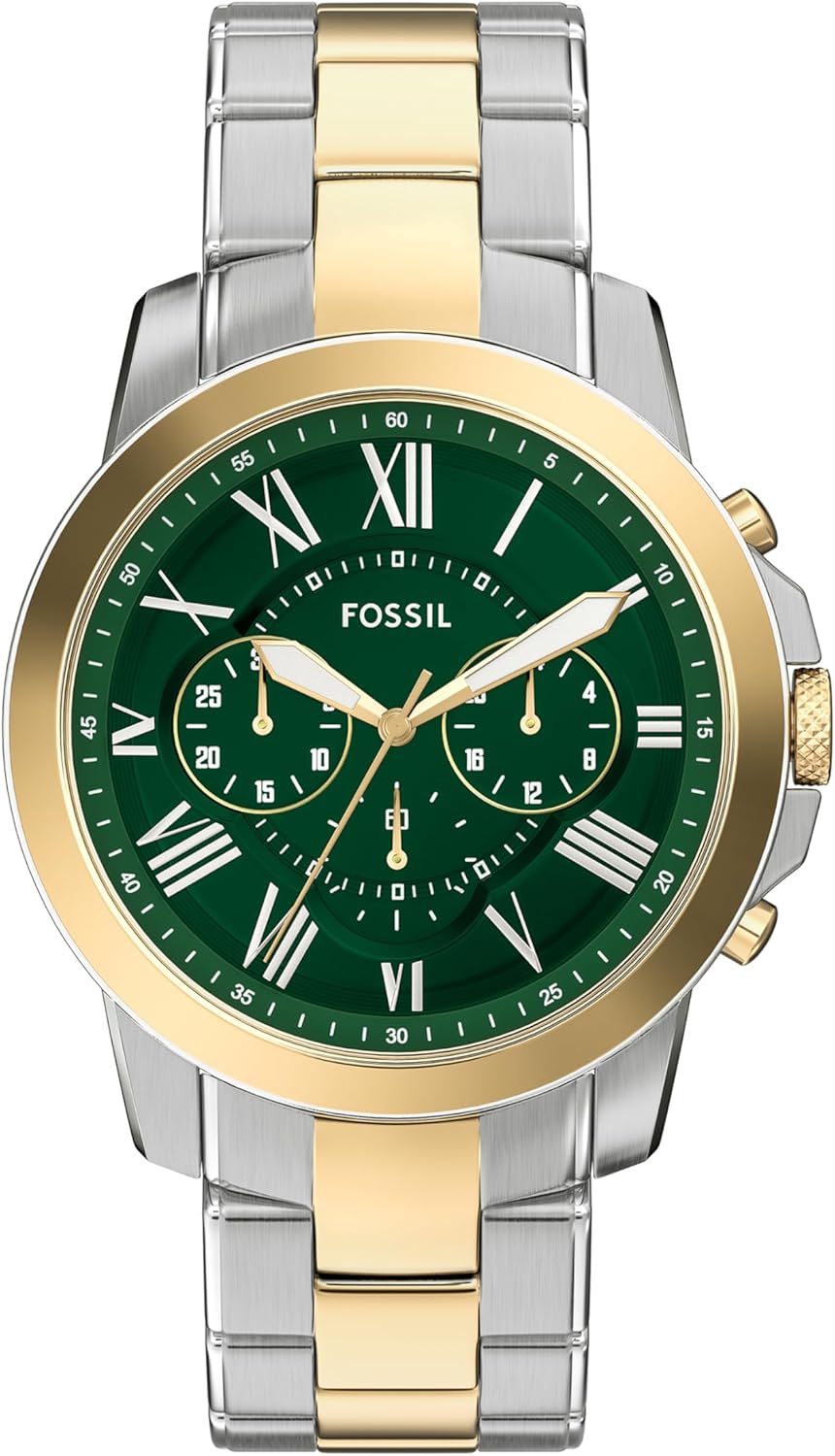 Fossil Men's Grant Quartz Stainless Steel and Leather Chronograph Watch
