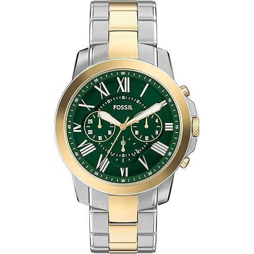 Fossil Men's Watch, Grant Quartz Stainless Steel Chronograph Watch for Men