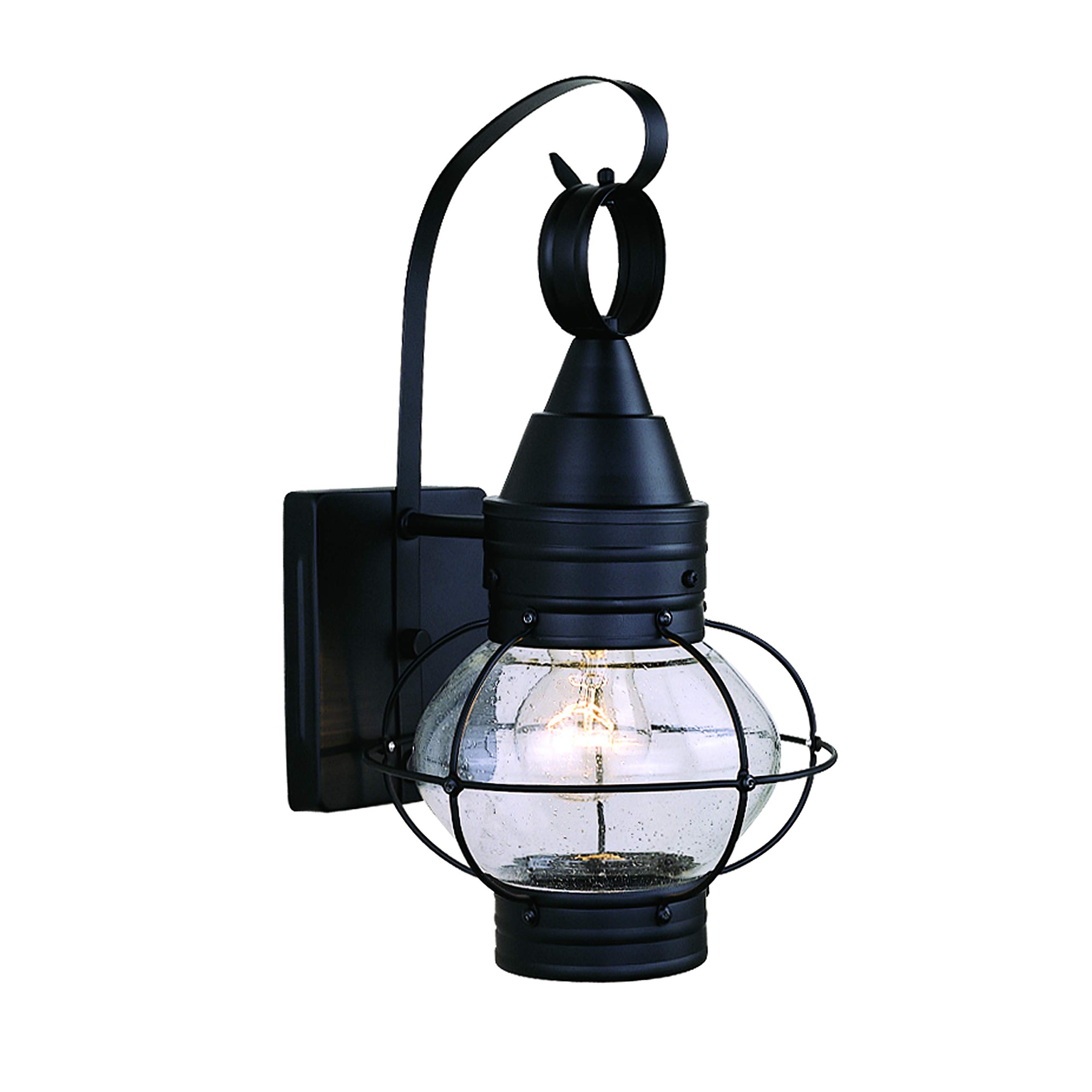 VAXCELChatham 1 Light Black Coastal Outdoor Wall Lantern Clear Glass