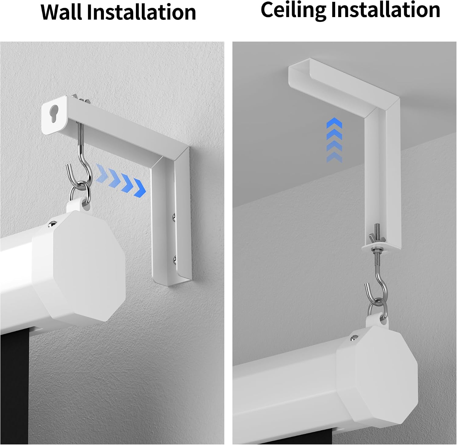 suptek Universal Projector Screen Wall Mount L-Brackets Wall Hanging Mount 6 inch Adjustable Extension Mounting Hooks for Projection Screen up to 66 lbs, 30 kg Capacity Each, PRL001, White (1 Pair) image 3